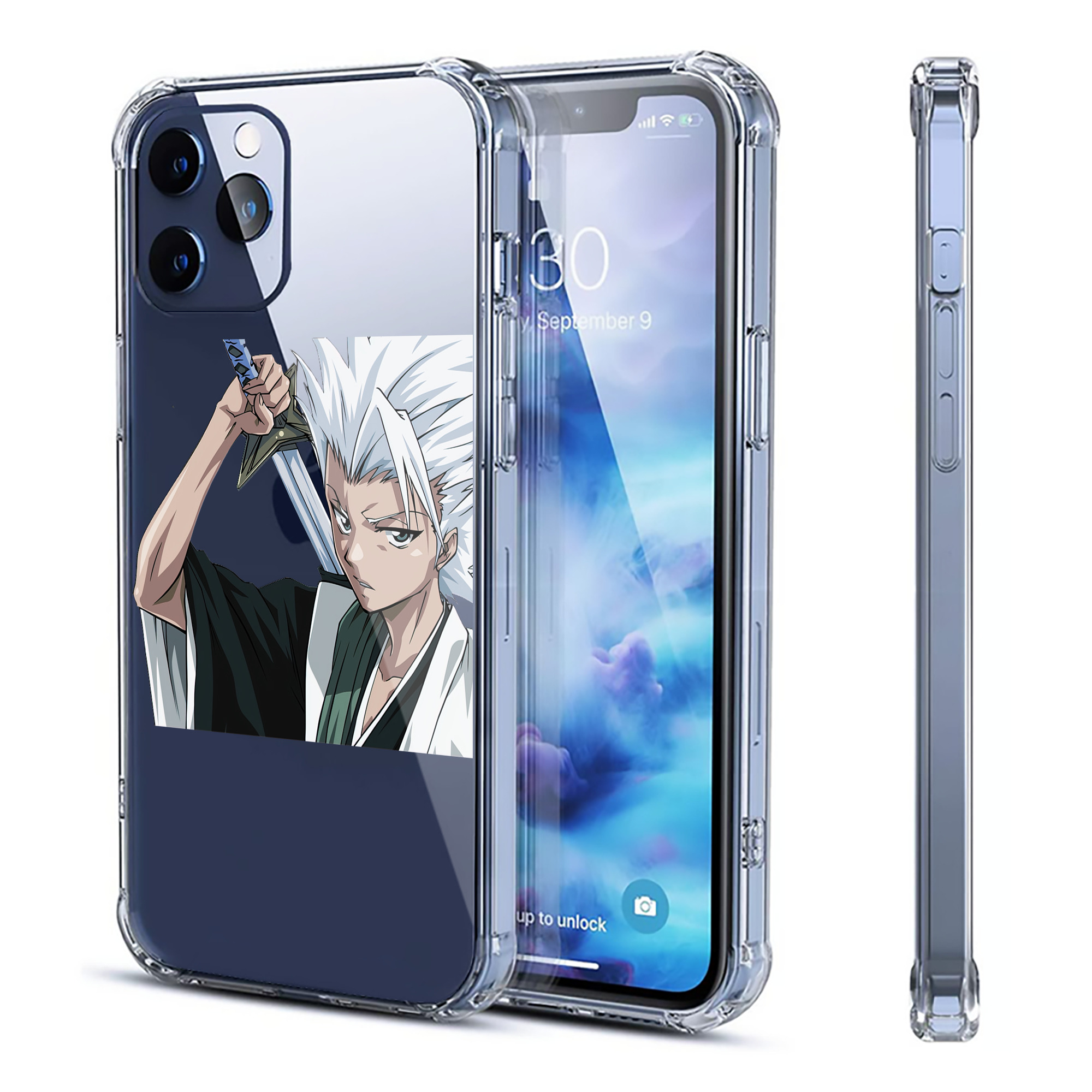 （画像用） ブリーチ 日番谷冬獅郎（ひつがや とうしろう） BLEACH Hitsugaya Toushirou 【iPhone 12シリーズ対応】透明スマホケース（クリアソフトケース）